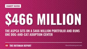 The ASPCA sits on a $466 million portfolio and runs one dog-and-cat adoption center