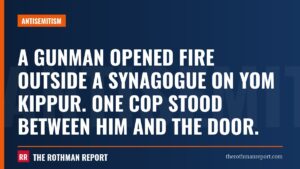 A gunman opened fire outside a synagogue on Yom Kippur. One cop stood between him and the door.