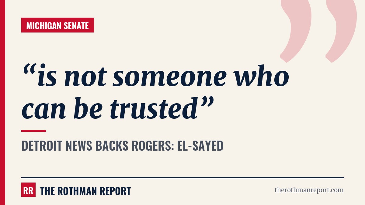 Detroit News backs Rogers: El-Sayed 'is not someone who can be trusted'