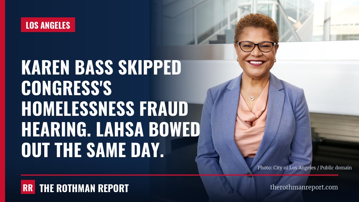 Karen Bass skipped Congress's homelessness fraud hearing. LAHSA bowed out the same day.