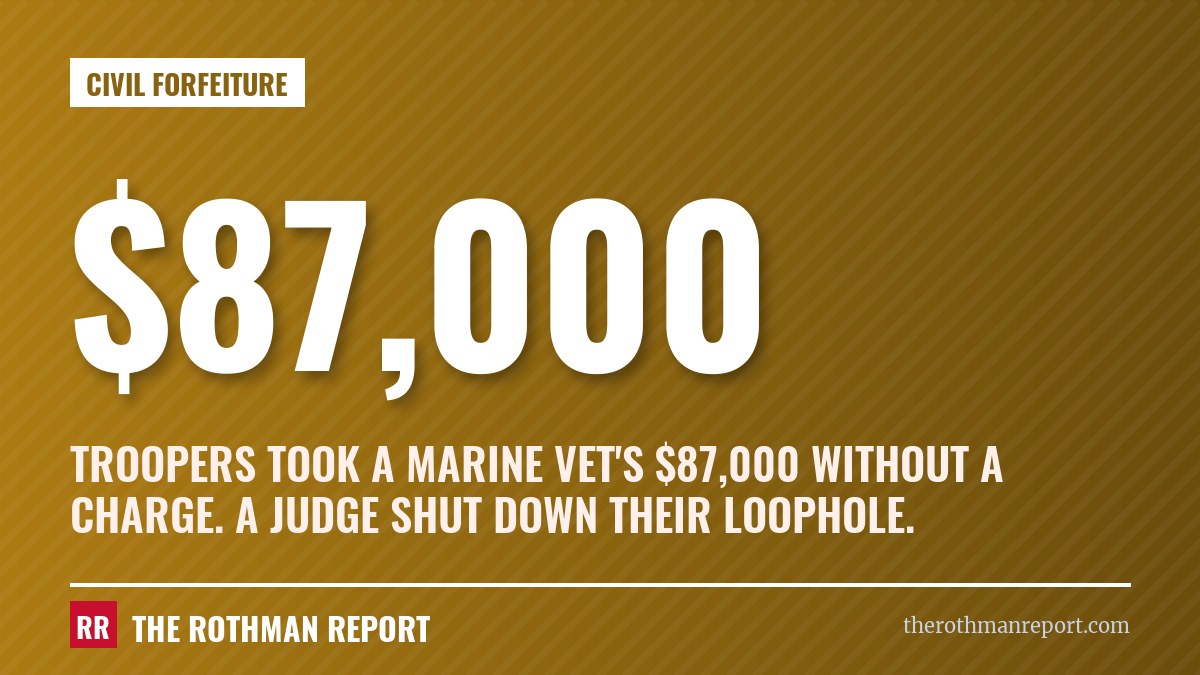 Troopers took a Marine vet's $87,000 without a charge. A judge shut down their loophole.