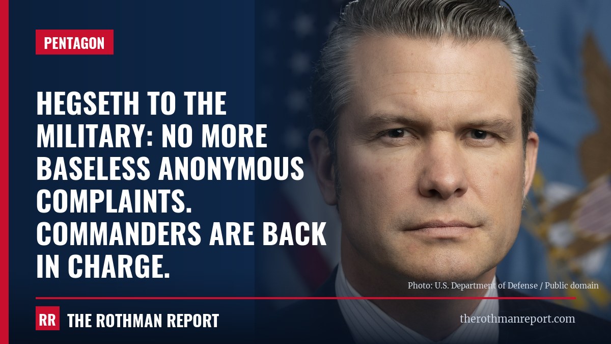 Hegseth to the military: no more baseless anonymous complaints. Commanders are back in charge.