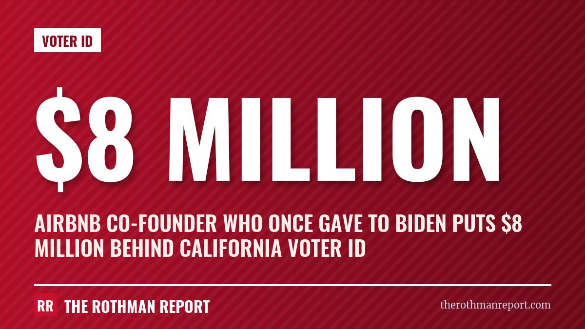Airbnb co-founder who once gave to Biden puts $8 million behind California voter ID