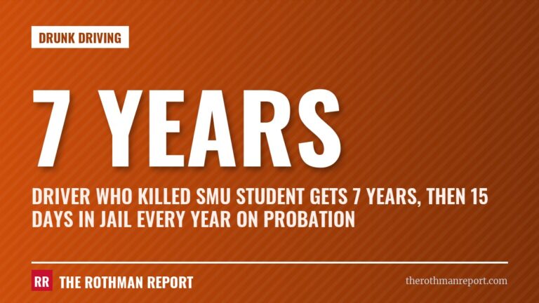 Driver who killed SMU student gets 7 years, then 15 days in jail every year on probation