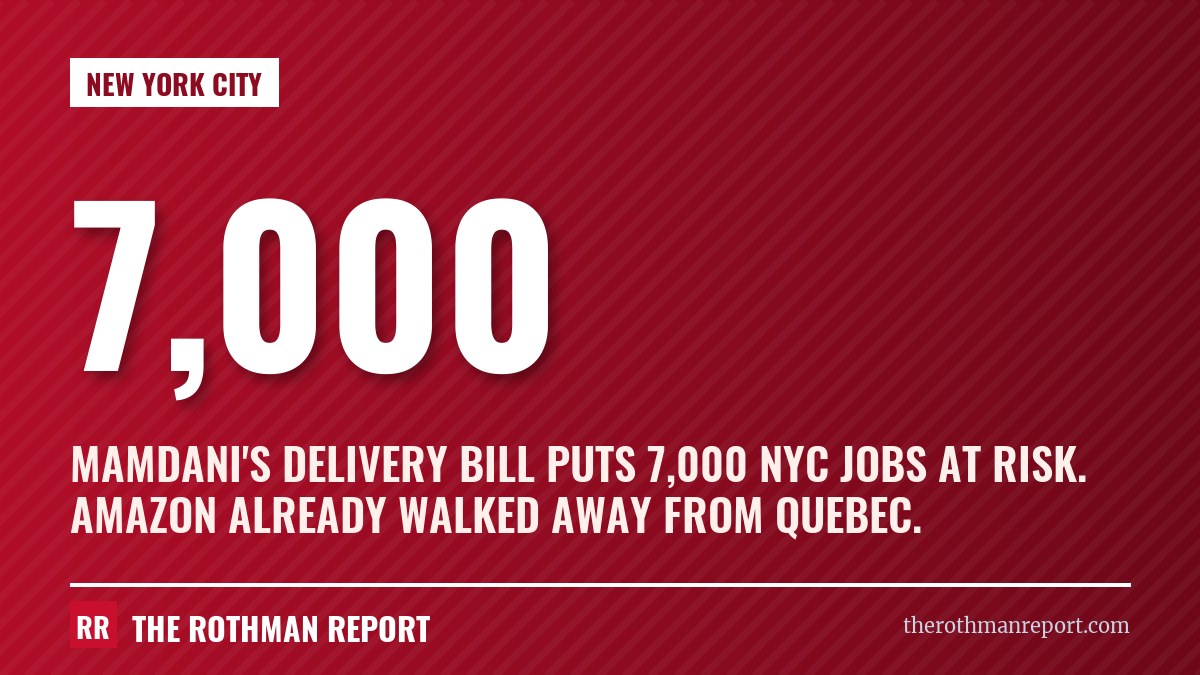 Mamdani's delivery bill puts 7,000 NYC jobs at risk. Amazon already walked away from Quebec.