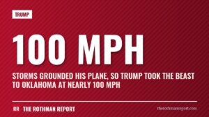 Storms grounded his plane, so Trump took the Beast to Oklahoma at nearly 100 mph